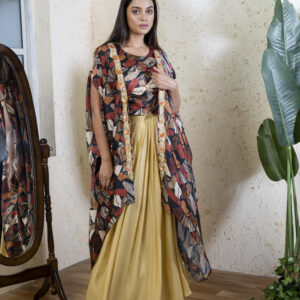 PURE CHINNON THREE PCS WARK ON BLOUSE AND CAPE