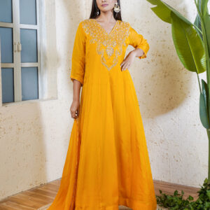 PURE ORGANZA GOWN WITH DUPPATA TWO PCS HAND JARI EMBY
