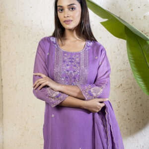PURE ORGANZA THREE PCS HAND KATHDANA JARI EMBY