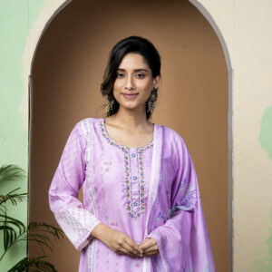 PURE COTTON SILK PABRIC THREE PCS DIGITAL PRINT HAND EMBY