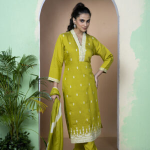 Chanderi three pcs Resham Emy