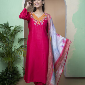 PURE POLA RUSSIAN DIGITAL DUPPATA THREE PCS RASHAM EMBY