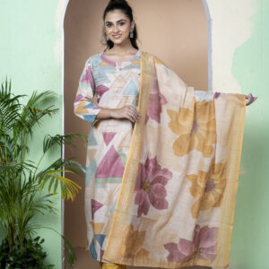 PURE LINNEN COTTON THREE PCS WITH KATHA EMBY