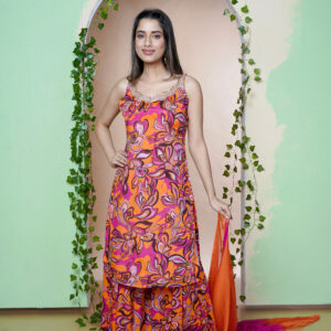 PURE CHINNON THREE PCS EMBY ON NECK DIGITAL PRINT