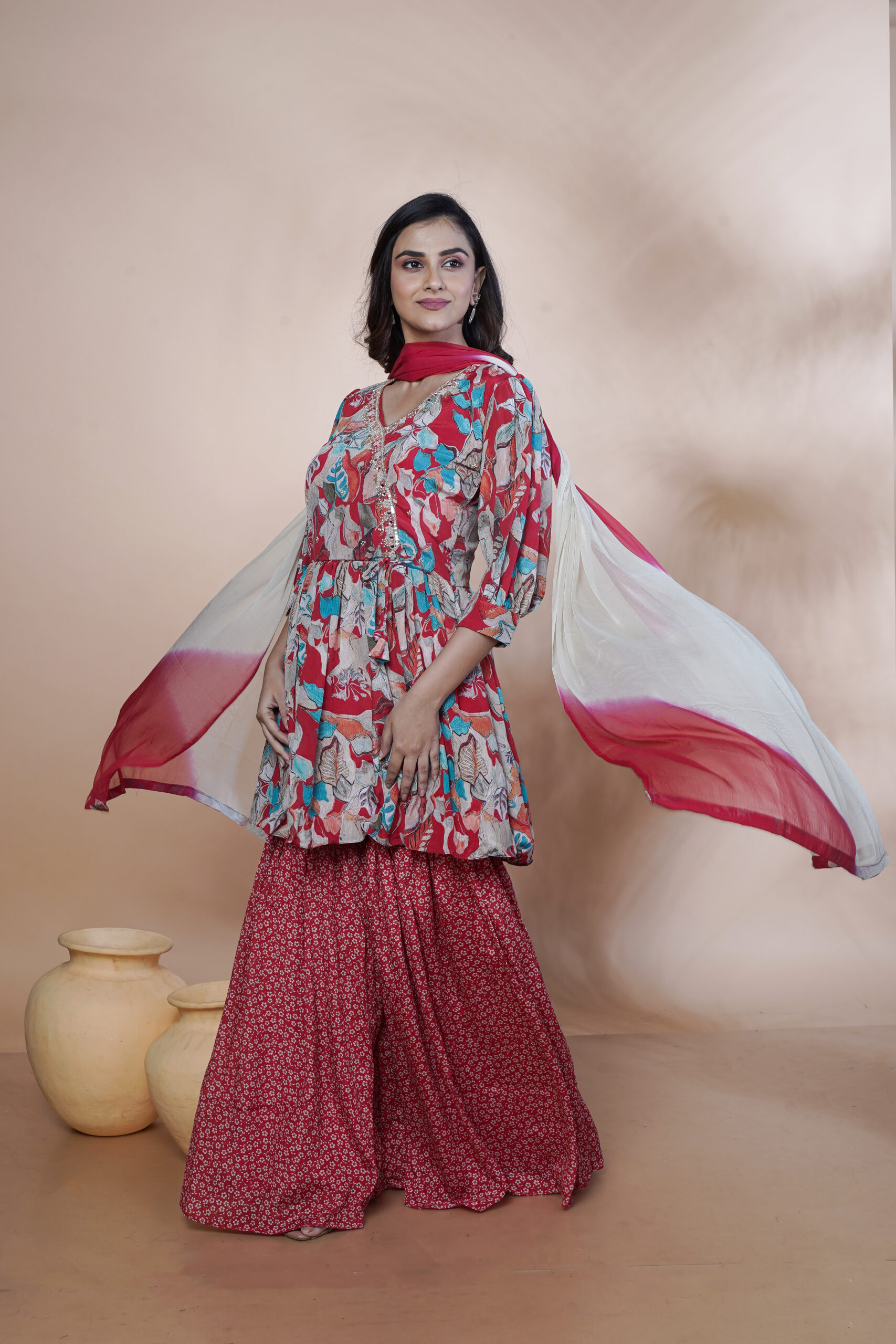 PURE CHINNON THREE PCS WITH JARI EMBY